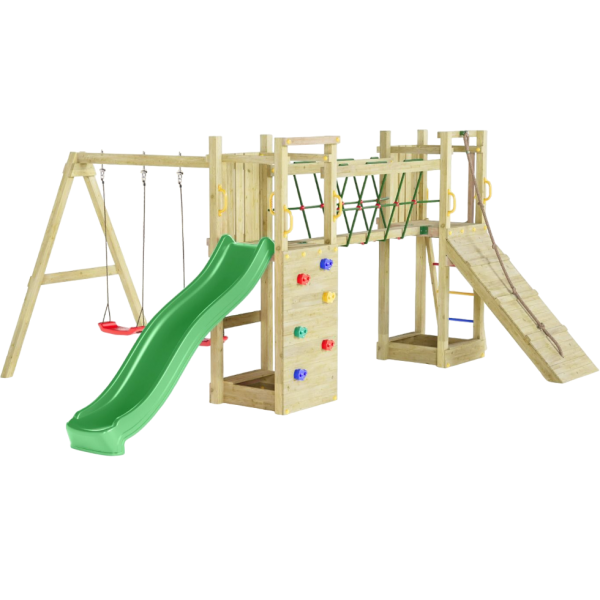 Complex joaca din lemn cu 2 turnuri si pod Maxi Exposure Fungoo