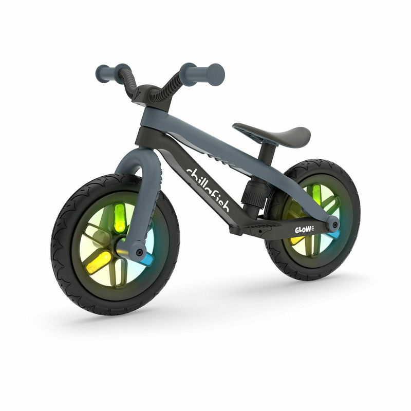 Bicicleta de echilibru bmxie glow, cu spite luminoase, cu sa reglabila, greutatate 3.8 kg, 12 inch, pentru 2 – 5 ani, chillafish, anthracite bekid.ro imagine noua