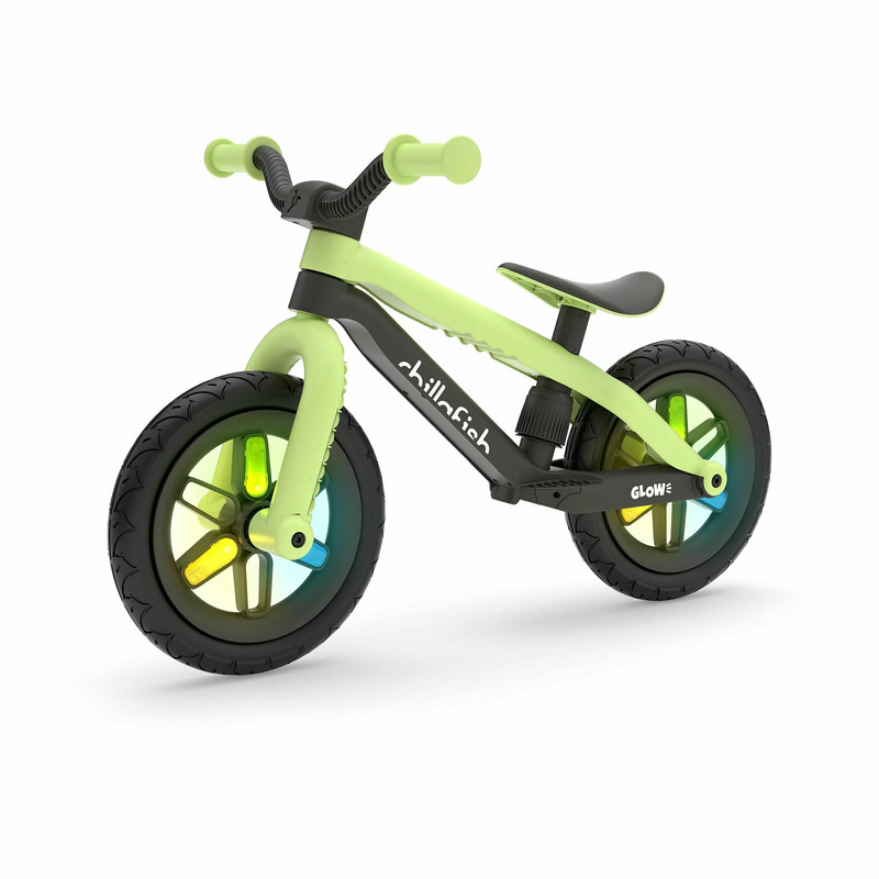 Bicicleta de echilibru bmxie glow, cu spite luminoase, cu sa reglabila, greutatate 3.8 kg, 12 inch, pentru 2 – 5 ani, chillafish, pistachio bekid.ro imagine noua