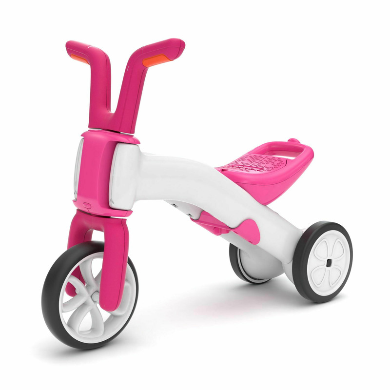 Tricicleta transformabila in bicicleta fara pedale bunzi, 2 in 1, transformabila foarte usor, cu sa reglabila, cu mic compartiment in sa, 1.9 kg, pentru 1 – 3 ani, chillafish, pink Triciclete Copii imagine 2022