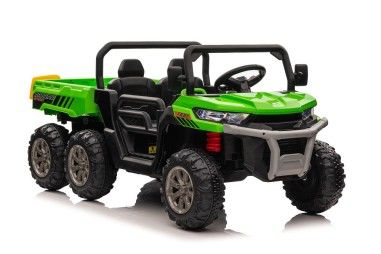 Masina pentru copii cu bascula electrica verde, 2 motoare, 3 viteze, greutate maxima admisa 50 kg