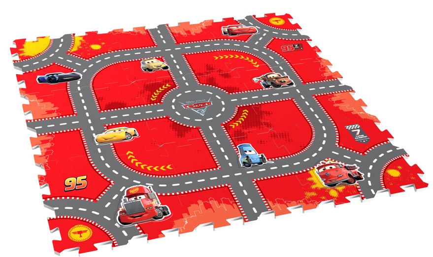 Covor puzzle din spuma Cars 3 Modular Race 9 piese imagine