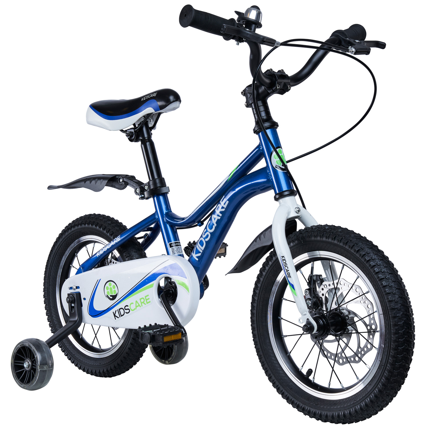 Bicicleta pentru copii 2-4 ani HappyCycles KidsCare, roti 12 inch, cu roti ajutatoare si frane pe disc, albastru bekid.ro imagine noua