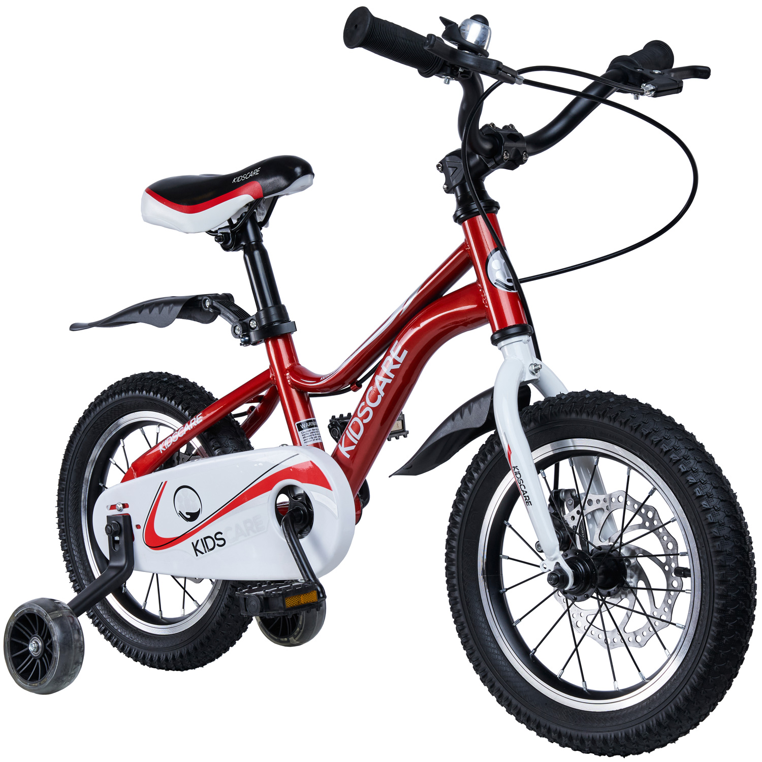 Bicicleta pentru copii 2-4 ani HappyCycles KidsCare, roti 12 inch, cu roti ajutatoare si frane pe disc, rosu bekid.ro imagine noua