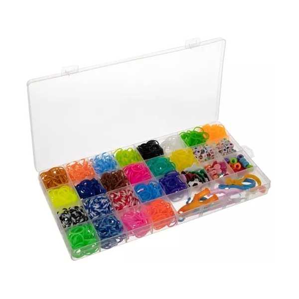 Set creativ elastice loom colorate cu organizator si accesorii, 1500 piese Kruzzel MY18061