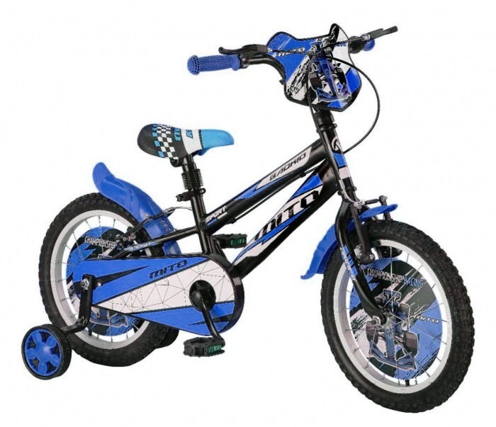 Bicicleta copii 16 mito badkid racing, negru albastru, varsta 4-6 ani