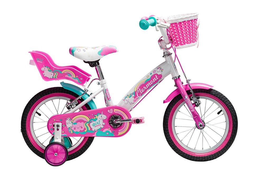 Bicicleta copii clermont lilian 14 -alb-roz