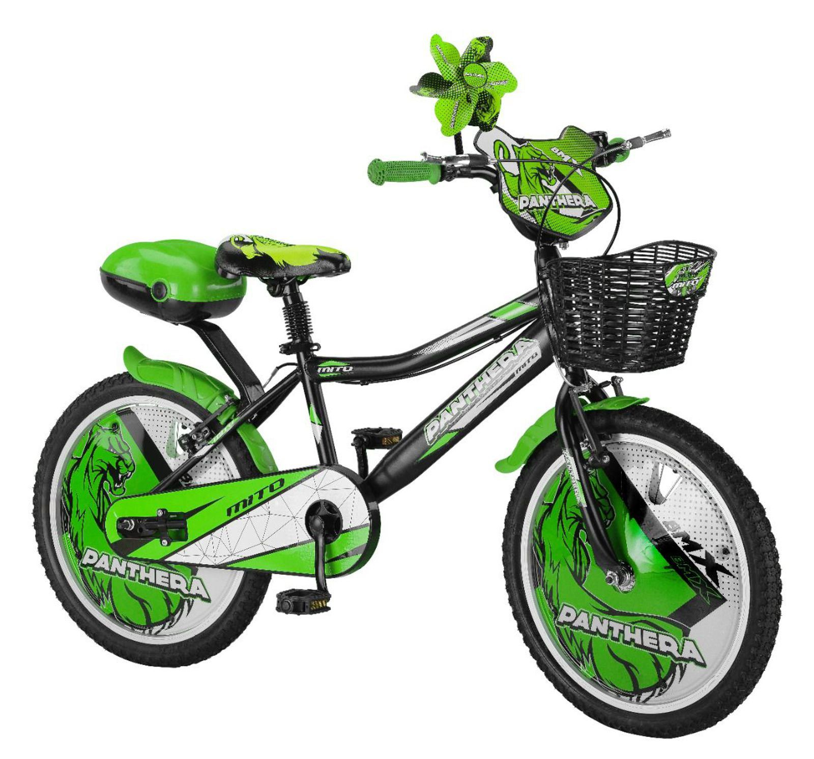 Bicicleta copii mito panthera, roti 20 , negru verde, 7-10 ani Biciclete copii imagine 2022