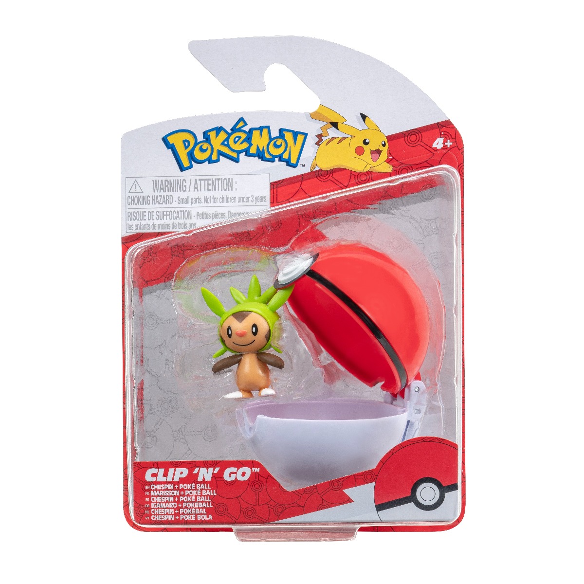 Pokemon - figurine clip n go, chespin & poke ball