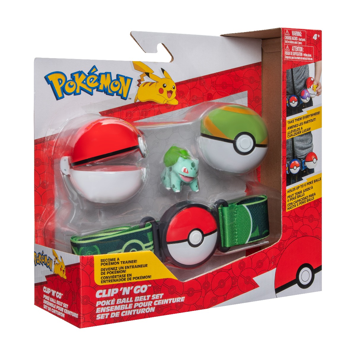 Pokemon - set figurina si centura clip n go, poké ball & nest ball & bulbasaur #2