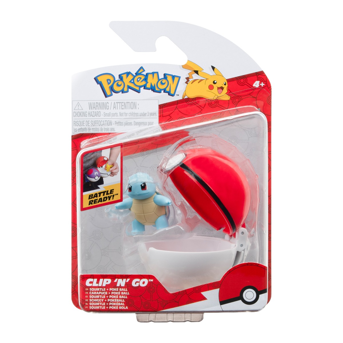Pokemon - set figurine clip n go, squirtle #4 & poké ball, 2 buc