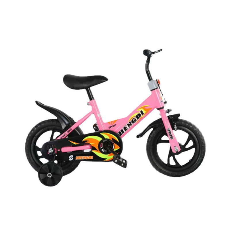 Bicicleta cu roti ajutatoare, 2 - 6 ani, 12', Roz, Frane, Sezut reglabil