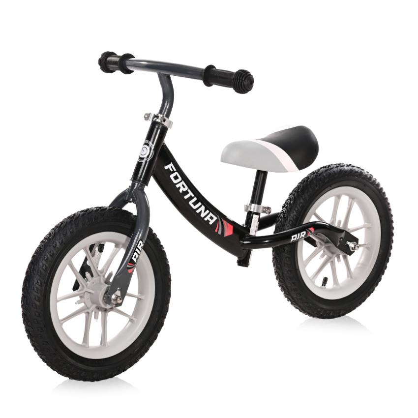 Bicicleta de echilibru, fortuna air, 2-5 ani, 12 inch, anvelope cu camera, jante cu leduri, black & grey