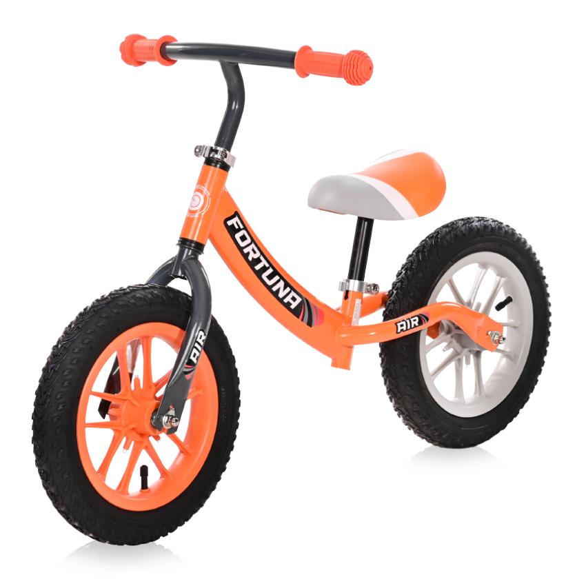 Bicicleta de echilibru, fortuna air, 2-5 ani, 12 inch, anvelope cu camera, jante cu leduri, grey & orange