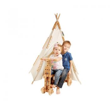 Set constructie cort pentagonal Tee-Pee, alb, Pony