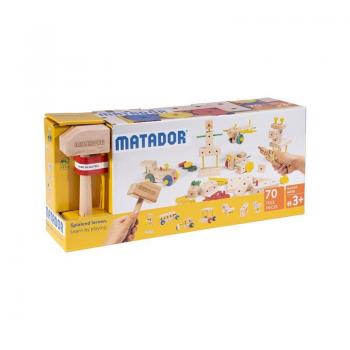 Set cuburi de constructie din lemn Maker 70 piese, +3 ani, Matador