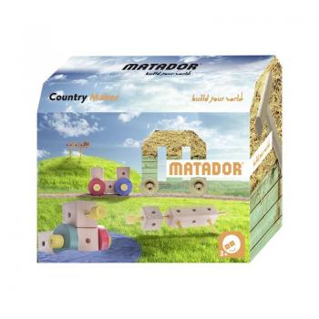 Set cuburi de constructie din lemn Maker World Country, +3 ani, Matador