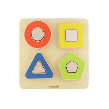 Puzzle sortator de forme geometrice pline si contur, +2 ani, Masterkidz