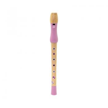 Flaut jucarie muzicala din lemn, roz, MamaMemo