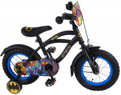 Bicicleta Volare pentru baieti 12 inch cu roti ajutatoare Batman partial montata