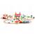 Joc circuit din lemn, ecotoys hm014665, cu trenulet si masinute, 90 de elemente