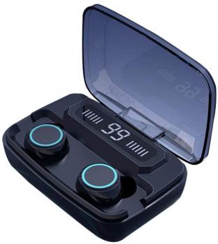 Casti Telefon cu Bluetooth Tinderala M11 cu microfon, Wireless Fara fir, PowerBank 2000 mA, Rezistente la apa, Microfon Incoporat, Compatibilitate Universal, Negru Metal Black