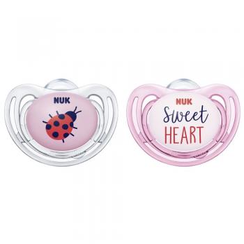Nuk Suzeta Freestyle Silicon M1 Rose 0-6 luni 2 Bucati Set