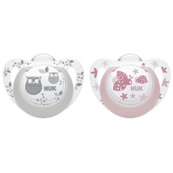 Suzeta Nuk Genius Color Silicon M2 Rose 6-18 luni Set 2 Bucati