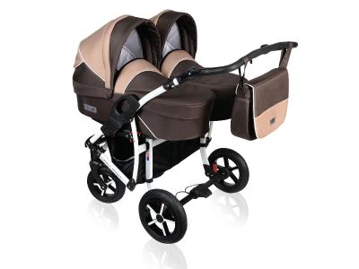 Carucior pentru gemeni 3 in 1 MyKids Twin Prim Tp12 - Brown - Beige