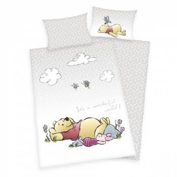 Lenjerie de pat Winnie The Pooh, pentru copii, din bumbac, reversibila, 2 piese, o husa pilota100 x 135 cm, o husa perna 40 x 60 cm