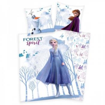 Lenjerie de pat Frozen 2, pentru copii, din bumbac, reversibila, 2 piese, o husa pilota 140/200 cm, o husa perna 70/90 cm