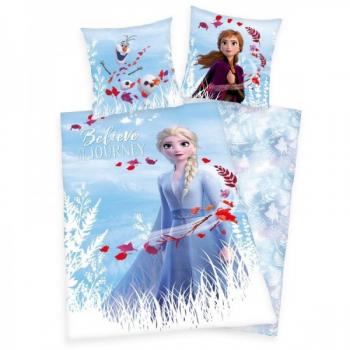 Lenjerie de pat Frozen 2 Believe, pentru copii, din bumbac, reversibila, 2 piese, o husa pilota 140/200 cm, o husa perna 70/90 cm
