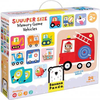 Joc de memorie Suuuper Mare Vehicule, 24 piese, 16x16cm Banana Panda BP49111