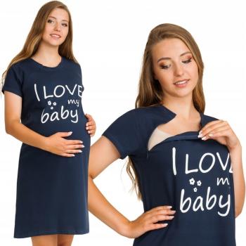 Qmini - Camasa de alaptat, S/M, I love my baby, Navy