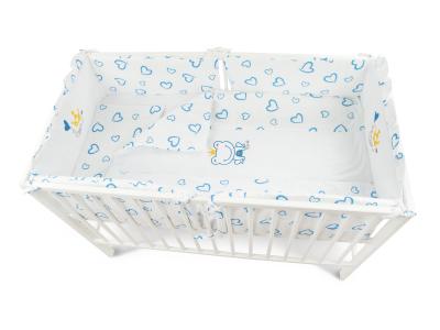 Lenjerie Mykids Cu Broderie Prince Inimi Albastru 4+1 Piese 120x60