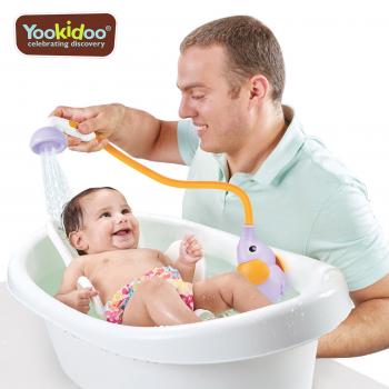 Jucarie dus portabil pentru bebelusi si copii, in forma de elefant- violet, 0-24 luni, yookidoo