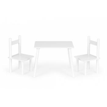 Set de masa cu doua scaune pentru copii ecotoys esc-w-0288a - alb