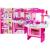 Bucatarie din plastic pentru copii, cu accesorii de bucatarie, lumini si sunete, alb/roz, leantoys, 733