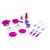 Bucatarie din plastic pentru copii, cu accesorii de bucatarie, lumini si sunete, alb/roz, leantoys, 733