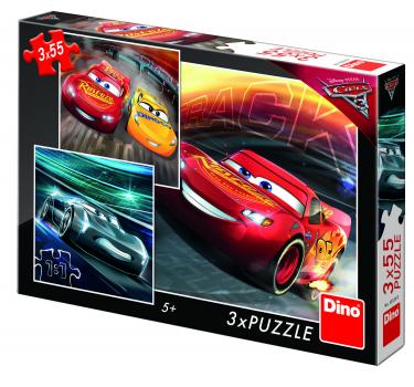 Puzzle 3 in 1 - Cars 3: Cursa cea mare (55 piese)