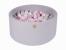 Piscina uscata cu 300 de bile (roz pastel, alb perlat, transparent, gri) meowbaby  , 90x40 cm, gri deschis