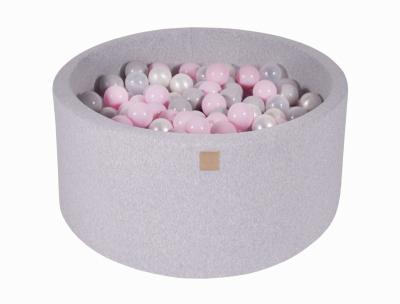 Piscina uscata cu 300 de bile (roz pastel, alb perlat, transparent, gri) meowbaby  , 90x40 cm, gri deschis