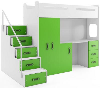 Mobilier complet camera copii max4 : pat, dulap, birou, verde