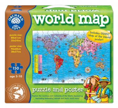 Puzzle Si Poster Harta Lumii (limba Engleza 150 Piese) World Map Puzzle & Poster