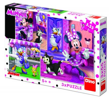 Puzzle 3 in 1 - O zi cu Minnie (55 piese)