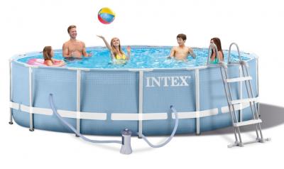 Piscina intex prism frame cu cadru metalic d=457 cm, inaltime 107cm.  26734 /26724