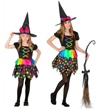 Costum vrajitoare buline colorate - 2 - 3 ani / 104 cm