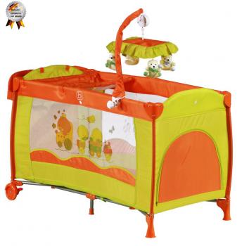 Babygo – Patut Pliant Cu 2 Nivele Si Mini-carusel Sleeper Deluxe Orange