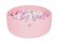 Piscina uscata cu 250 de bile (alb perlat, transparent, roz pastel) meowbaby  , amour, 90x30 cm, roz deschis