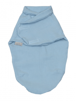 Sistem de infasare bumbac, inchidere velcro, baby swaddle, puzzle muslin blue, amy